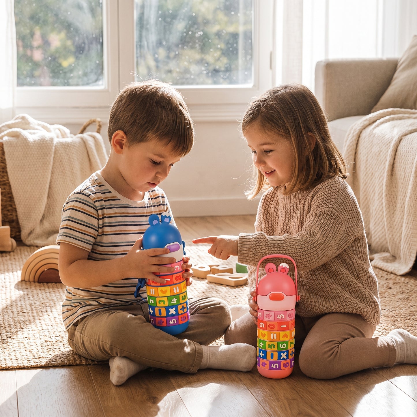 Kids Fun Learning Water Bottle Stainless Steel