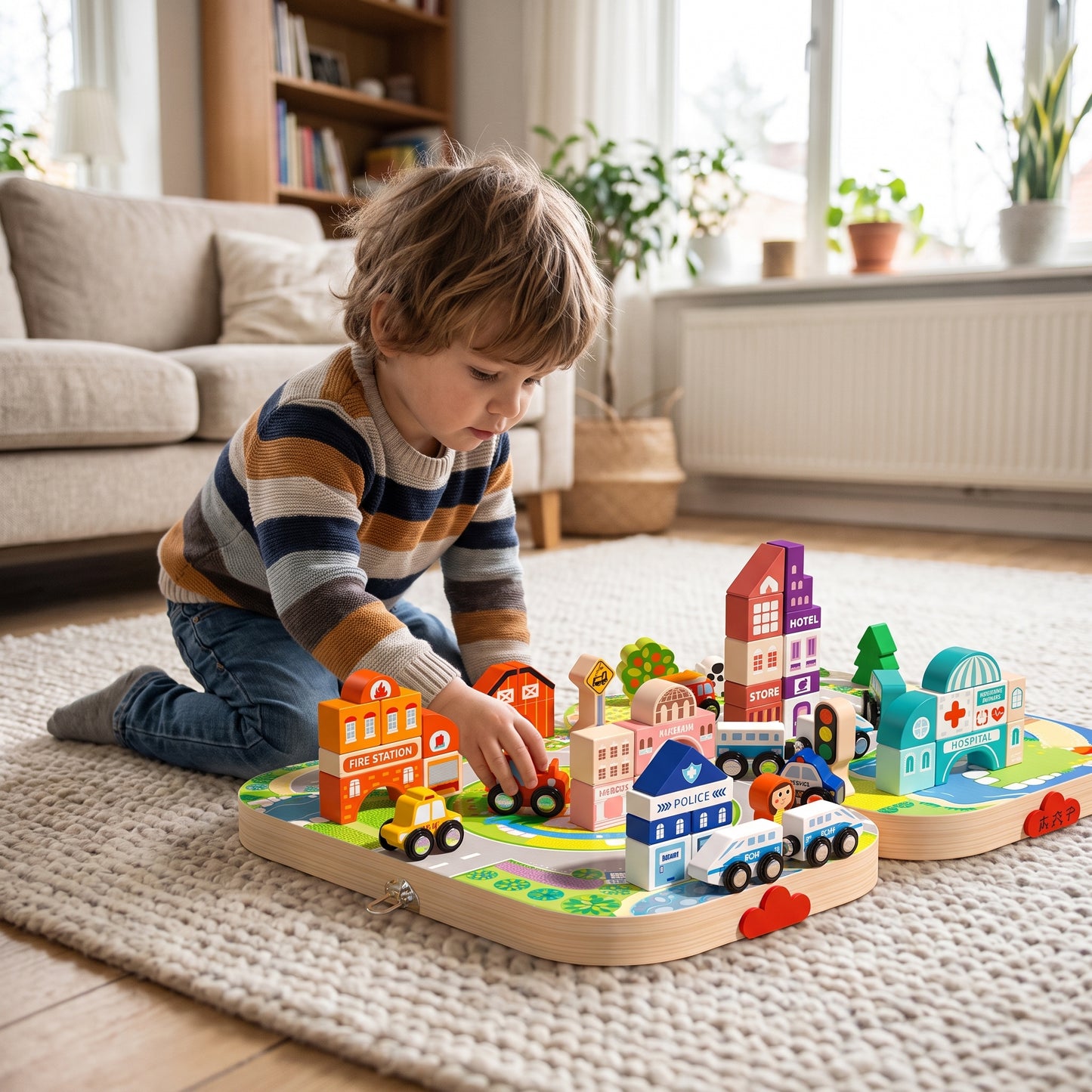 Wooden City Train Set