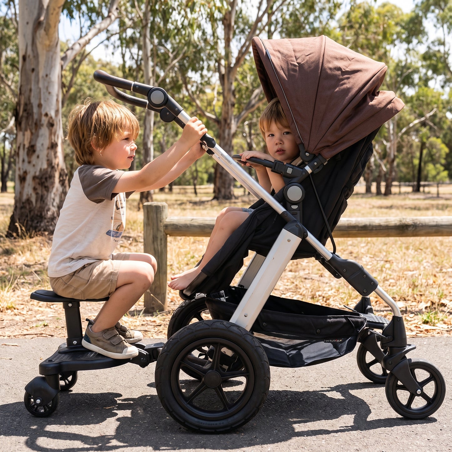 2 in 1 Universal Pram Ride-On Board with Seat