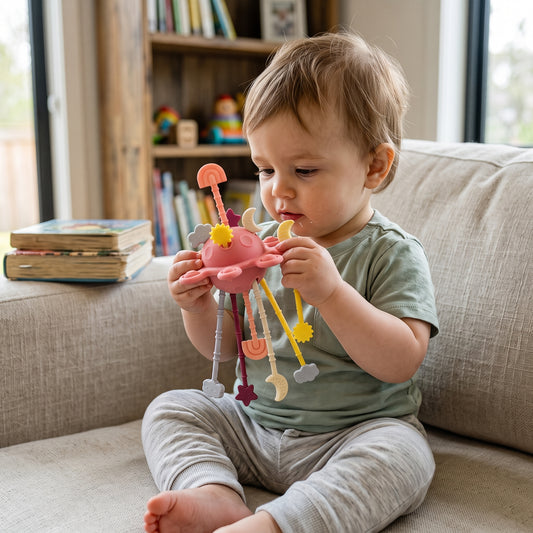 Silicone Pull String Sensory Teether Toy for Babies