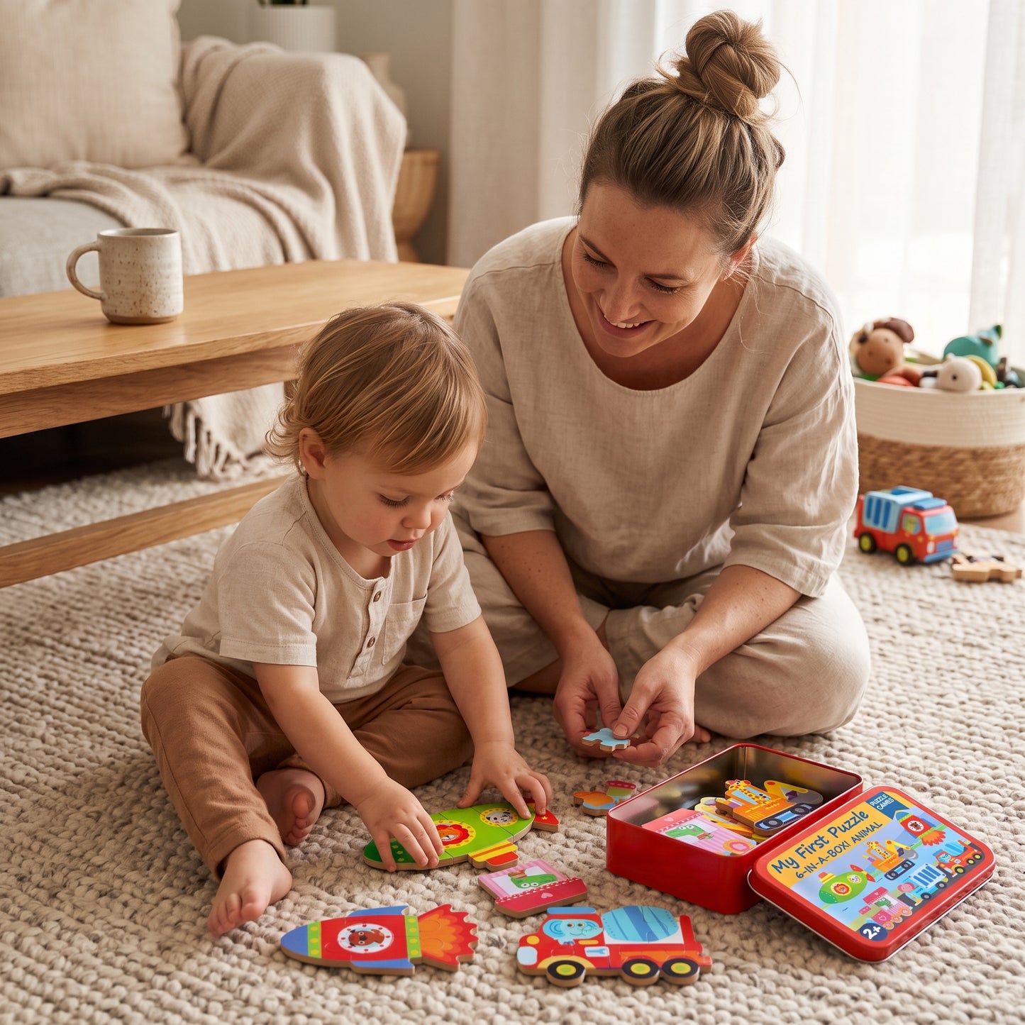 Kids 6 in 1 Wooden Puzzle Box