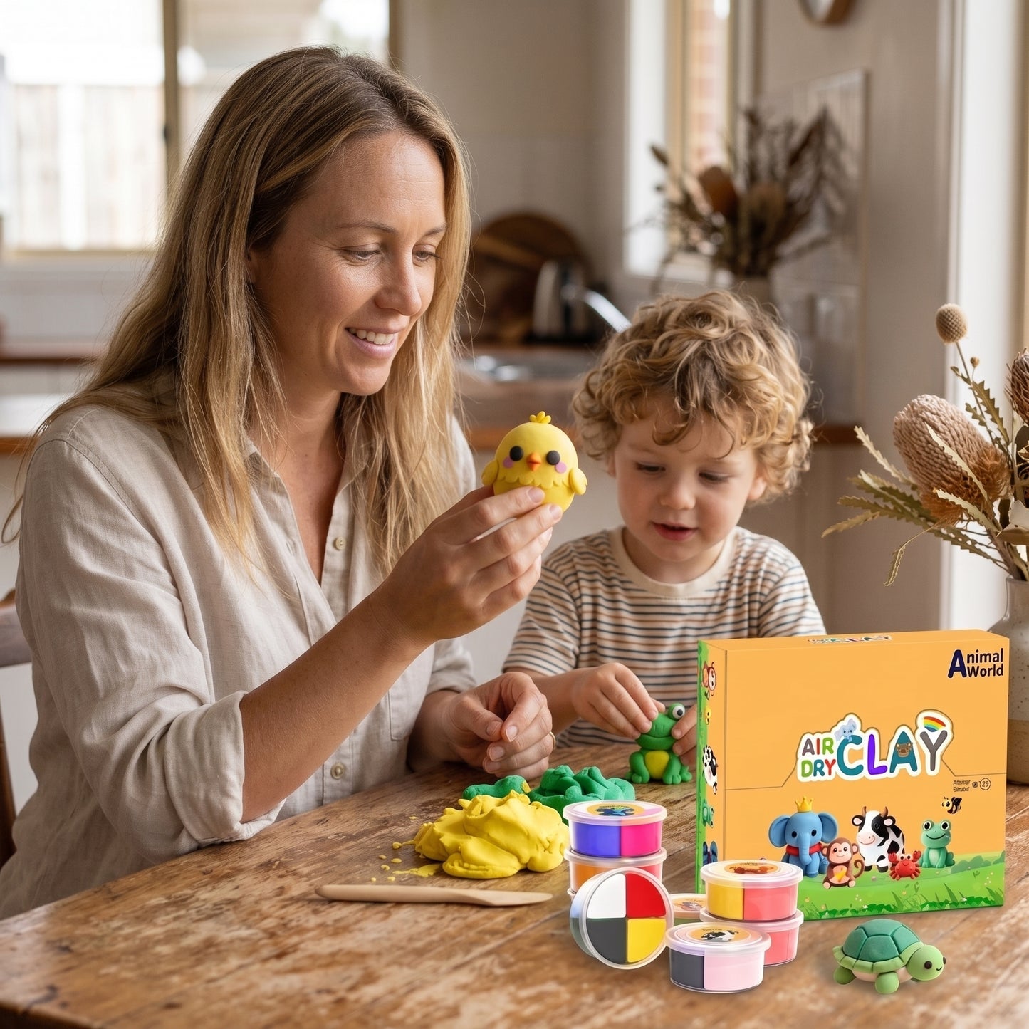 12-Colour Air Dry Clay Kit for Kids with Sculpting Tools
