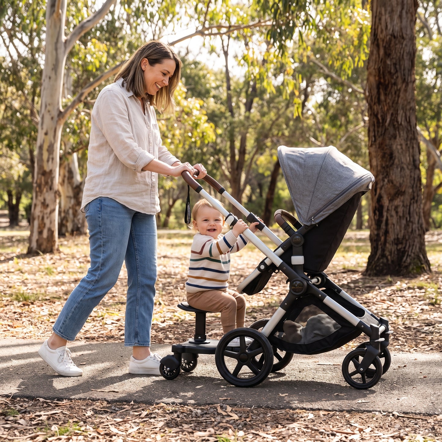 2 in 1 Universal Pram Ride-On Board with Seat