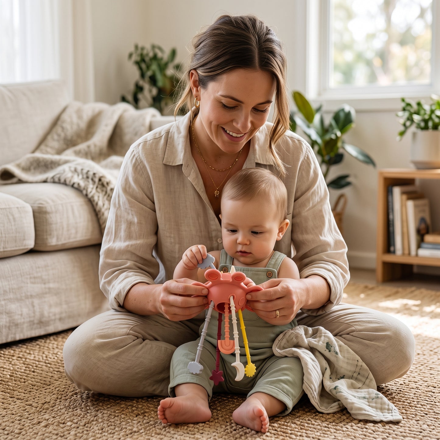 Silicone Pull String Sensory Teether Toy for Babies