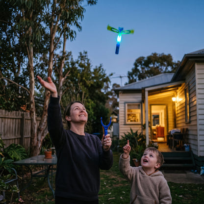LED Flying Slingshot Helicopter Toy – 4 Pack
