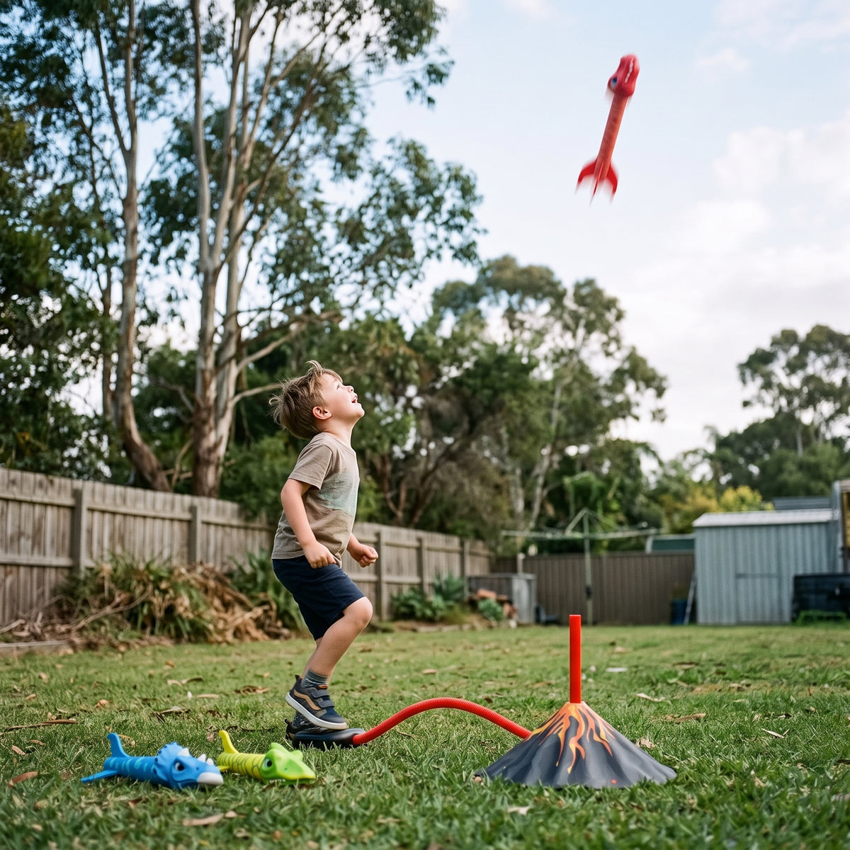 Dinosaur Rocket Launcher Toy for Kids – Outdoor Stomp Rocket Set