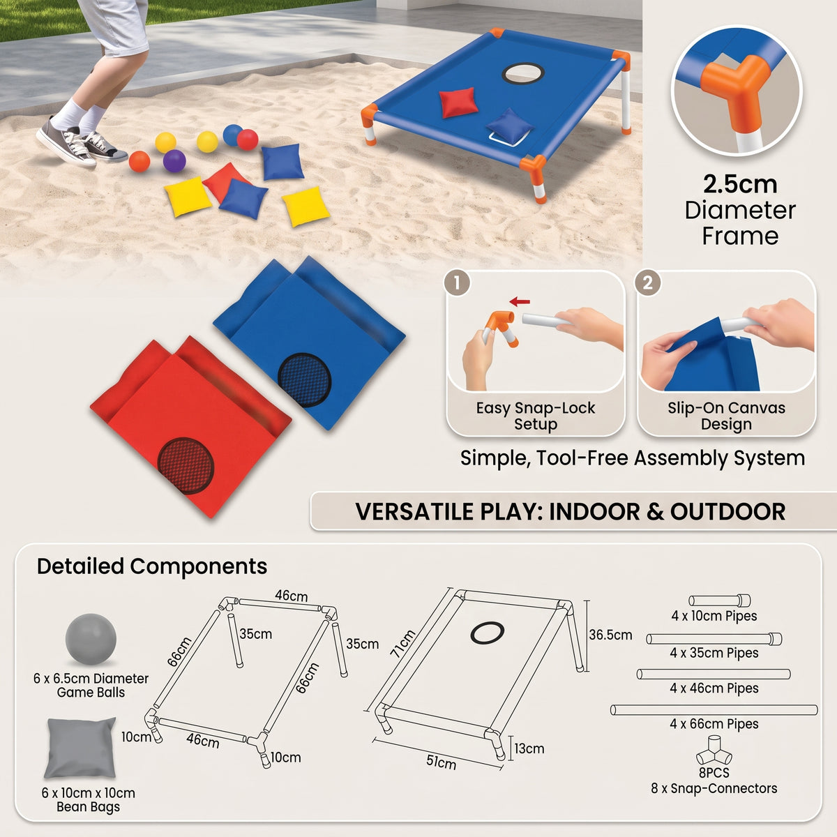 2-in-1 Cornhole & Bean Bag Toss Game for Kids