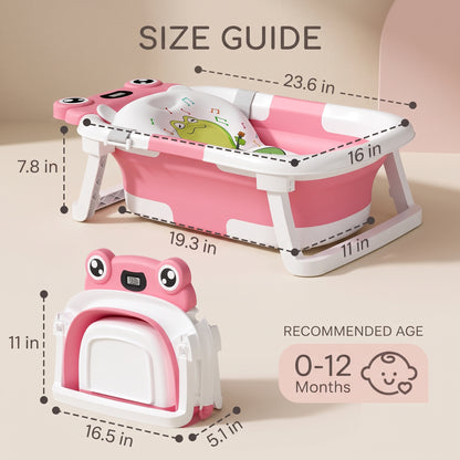 Foldable Baby Bathtub with Digital Temperature Display