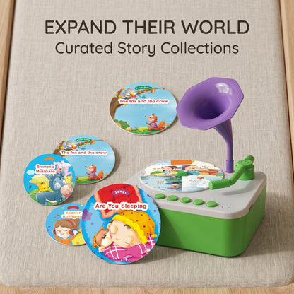 Kids Mini Gramophone Story & Music Player (96 Cards)