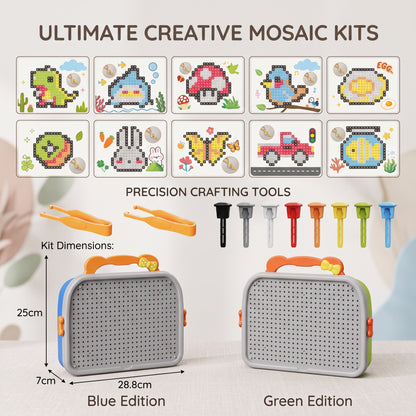 Kids DIY Mosaic Pegboard Puzzle Set with Storage Case