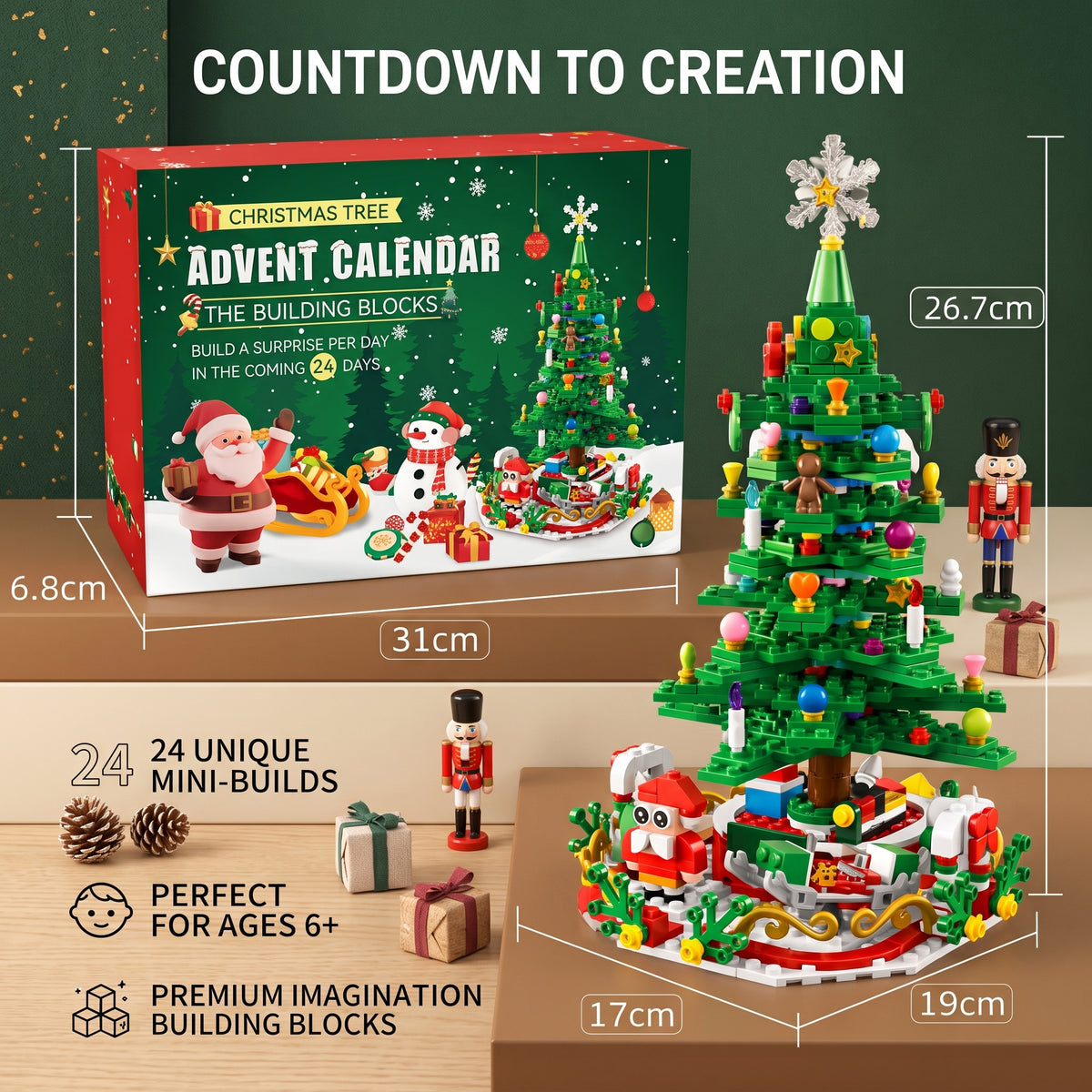 Christmas Tree Building Blocks Advent Calendar for Kids