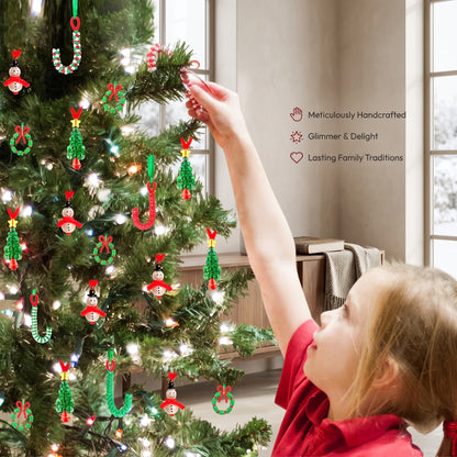 40-Piece Christmas Beaded Ornament Craft Kit for Kids & Families