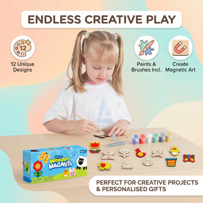 12-Piece DIY Wooden Magnet Painting Kit for Kids