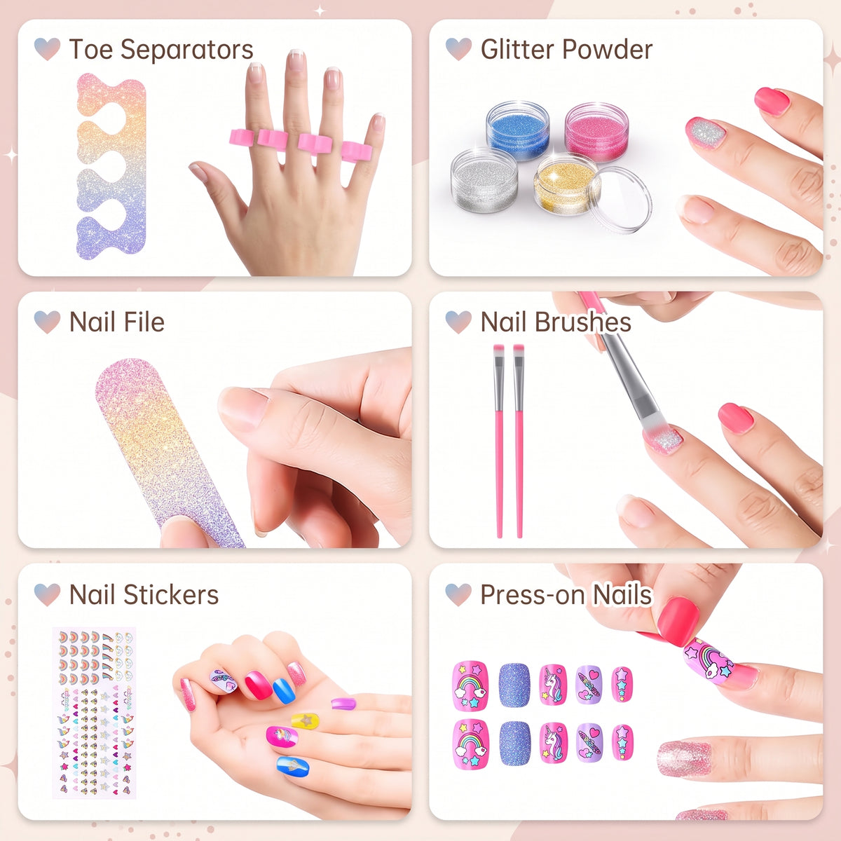 Kids Nail Polish Set with Dryer & Nail Art Kit