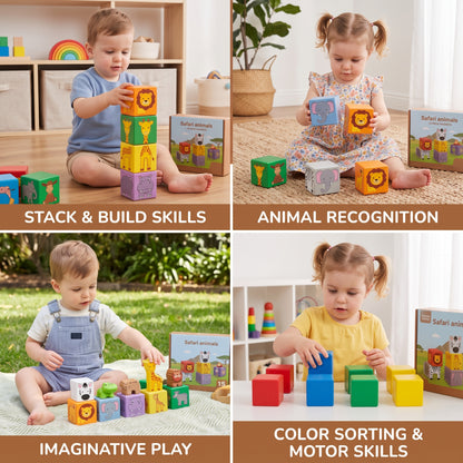 Safari Animal Magnetic Building Cubes