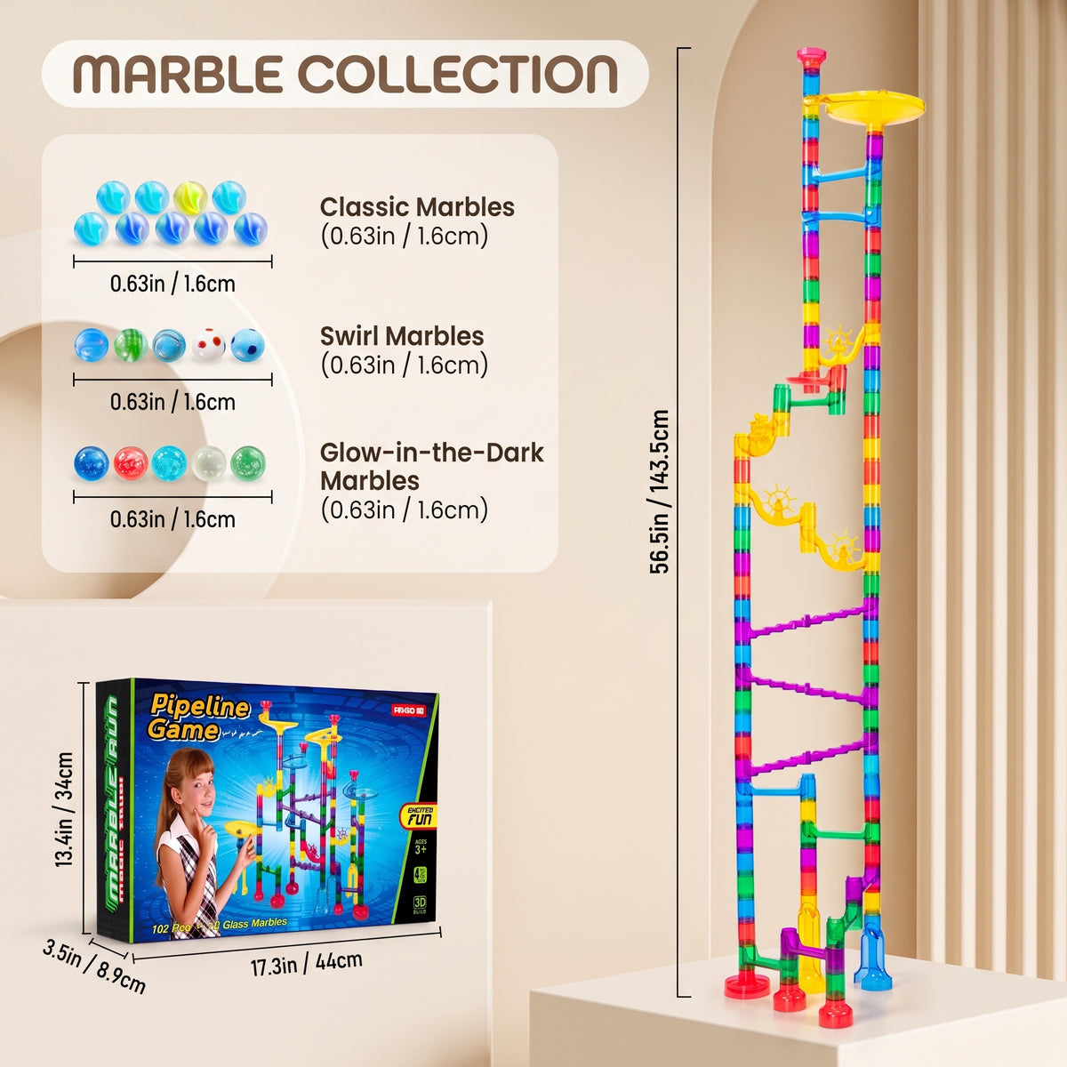 132 Piece Marble Run Building Set for Kids – STEM Race Track Toy