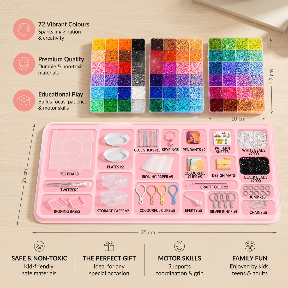 DIY Fuse Beads Craft Kit for Kids – Iron-On Bead Art Set with Mini Iron & Accessories