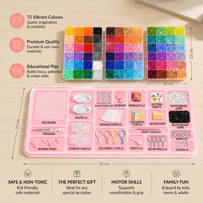 DIY Fuse Beads Craft Kit for Kids – Iron-On Bead Art Set with Mini Iron & Accessories