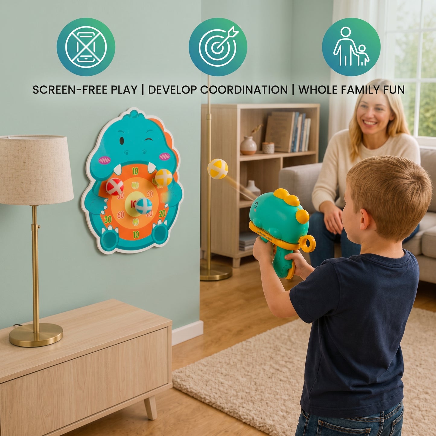 Dinosaur Sticky Ball Launcher & Target Shooting Game for Kids