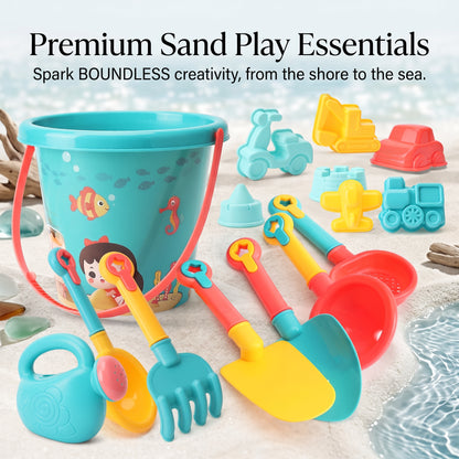 18 Piece Kids Beach Toy Set with Bucket & Sand Tools