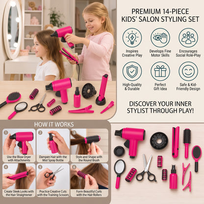 14-Piece Kids Hair Salon Role Play Set