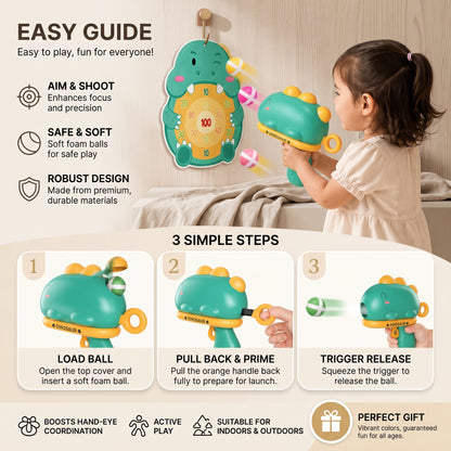 Dinosaur Sticky Ball Launcher & Target Shooting Game for Kids