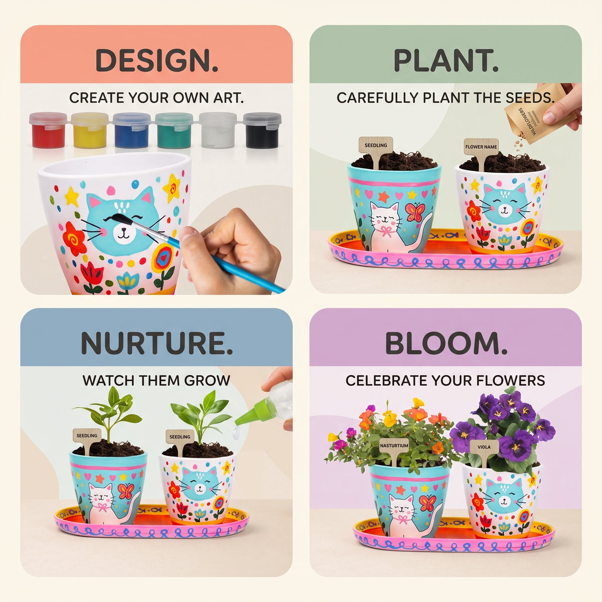 Paint, Plant & Grow Gardening Kit for Kids (Everything included)