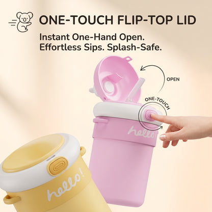 500ml Kids Insulated Glass Bottle with Carry Strap