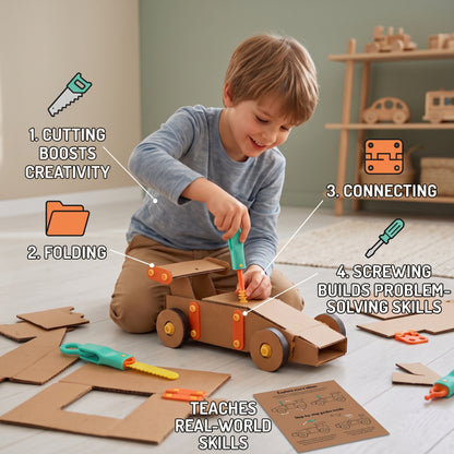100-Piece Cardboard Construction Tool Set for Kids