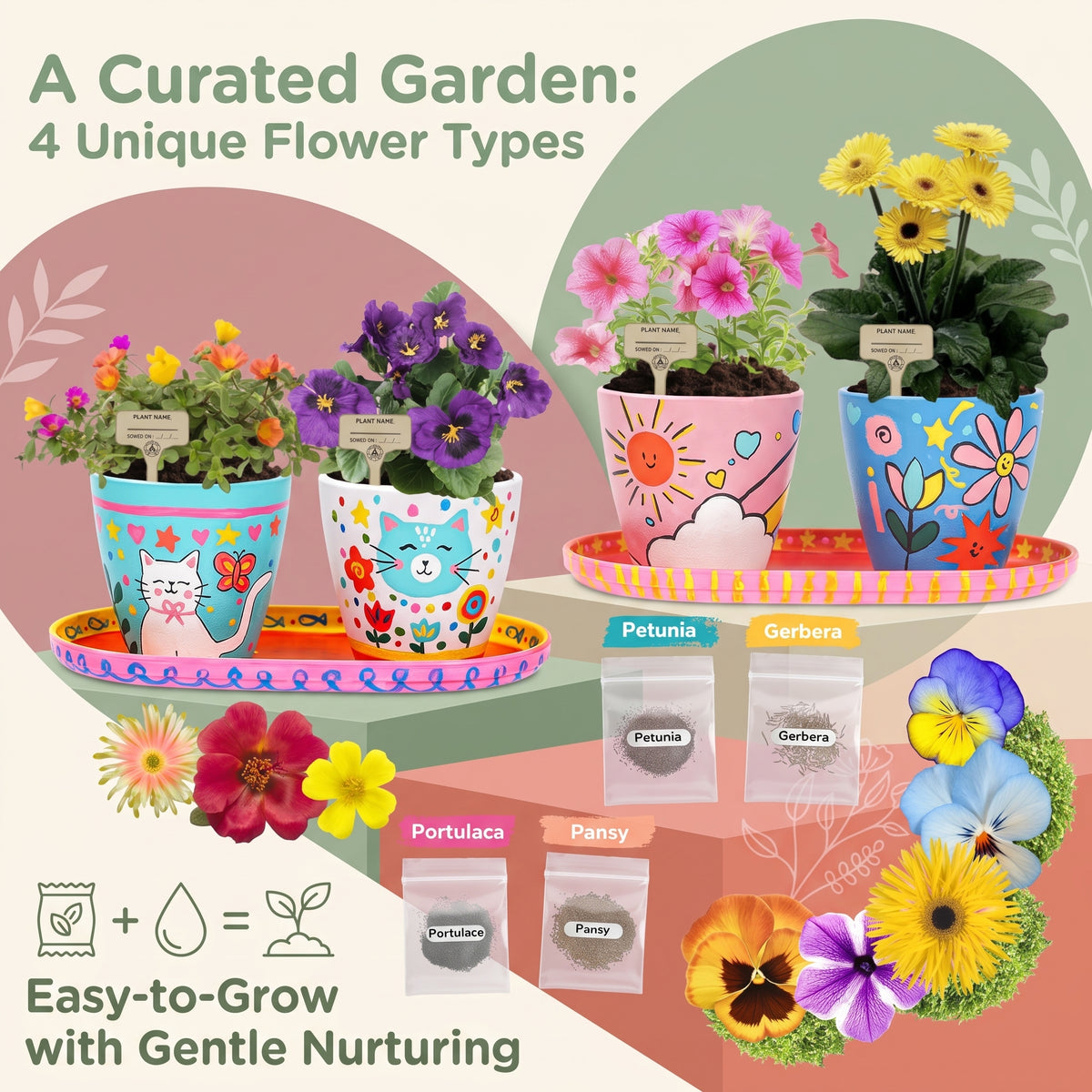 Paint, Plant & Grow Gardening Kit for Kids (Everything included)