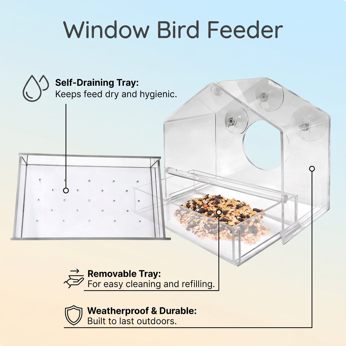 Acrylic Window Bird Feeder