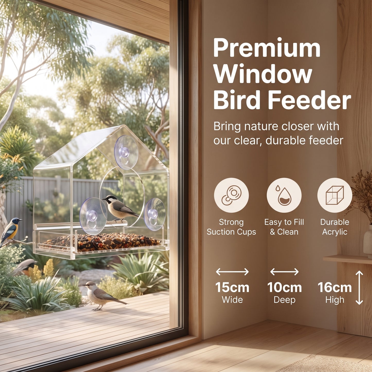 Acrylic Window Bird Feeder