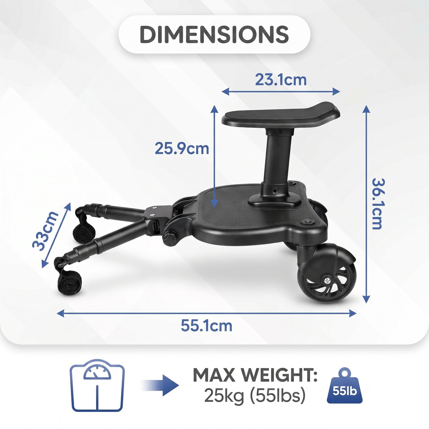 2 in 1 Universal Pram Ride-On Board with Seat