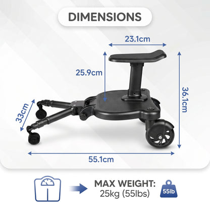 2 in 1 Universal Pram Ride-On Board with Seat