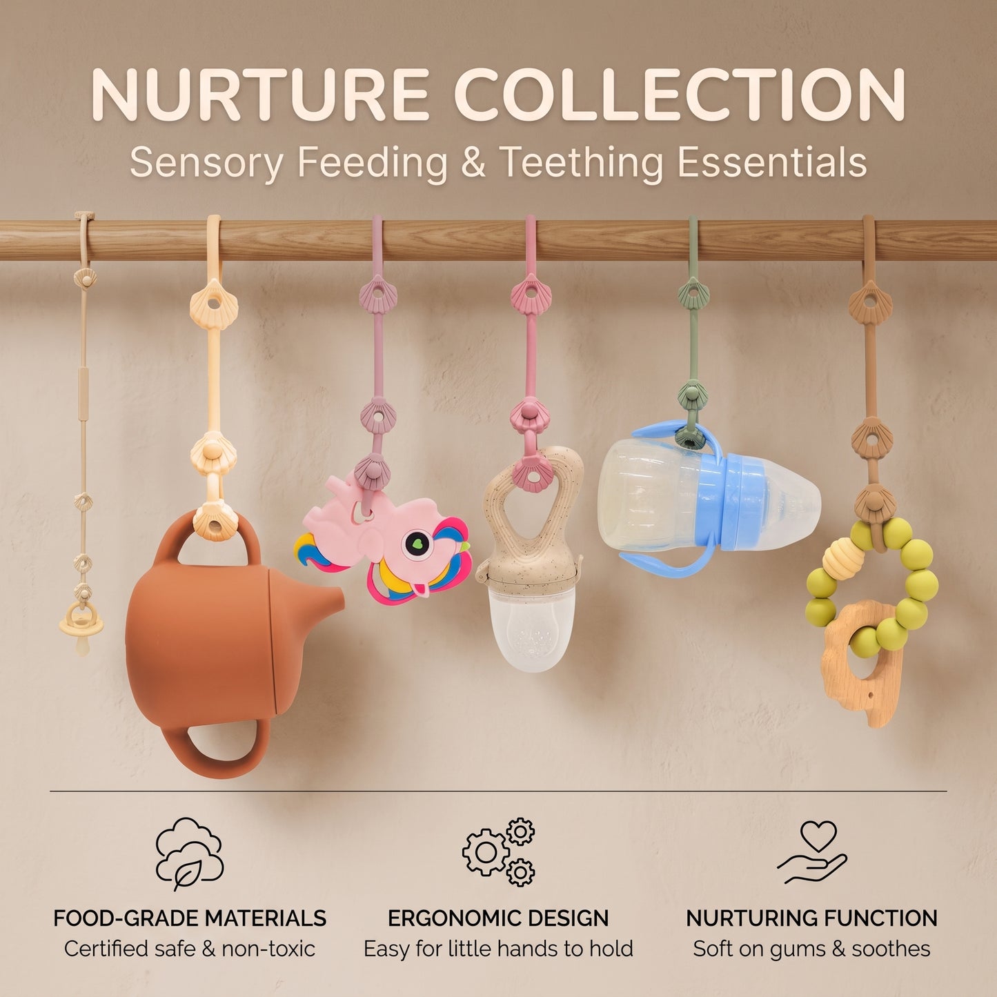 Adjustable Silicone Toy Strap for Babies (3-Pack)