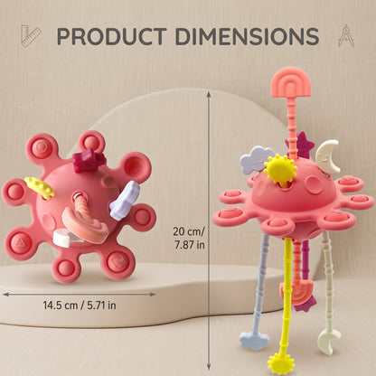 Silicone Pull String Sensory Teether Toy for Babies