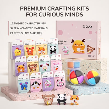 DIY Cute Animal Air Dry Clay Kit for Kids