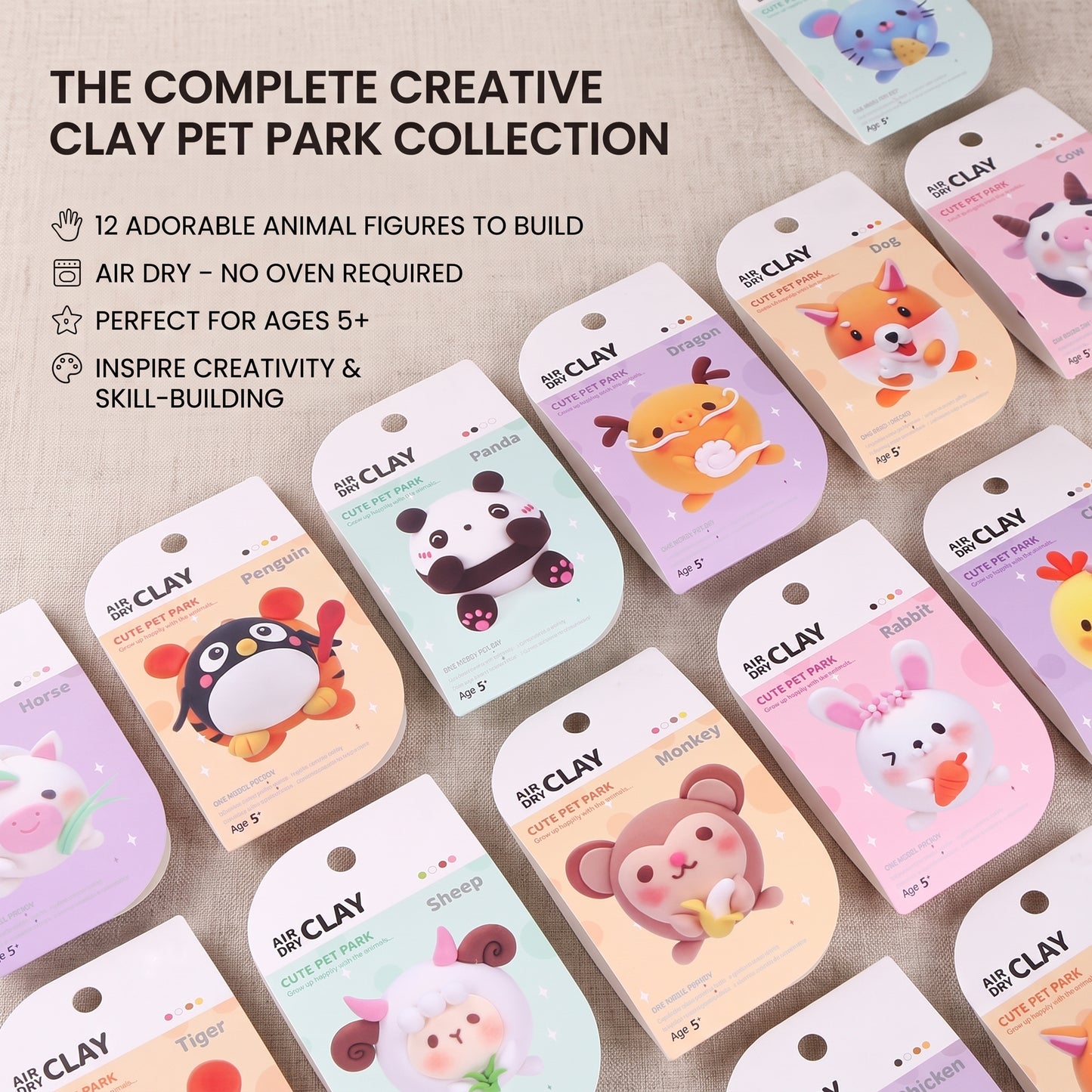 DIY Cute Animal Air Dry Clay Kit for Kids