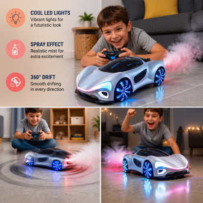 Remote Control Drift Car with LED Lights & Spray Effect