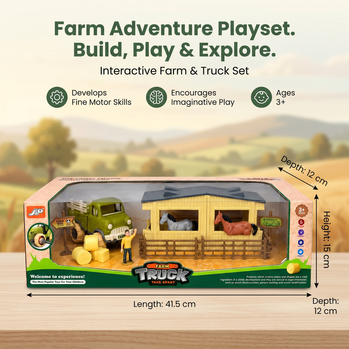 DIY Farm Truck & Horse Stable Playset for Kids