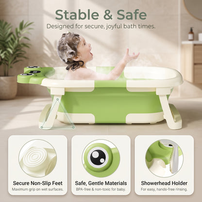 Foldable Baby Bathtub with Digital Temperature Display