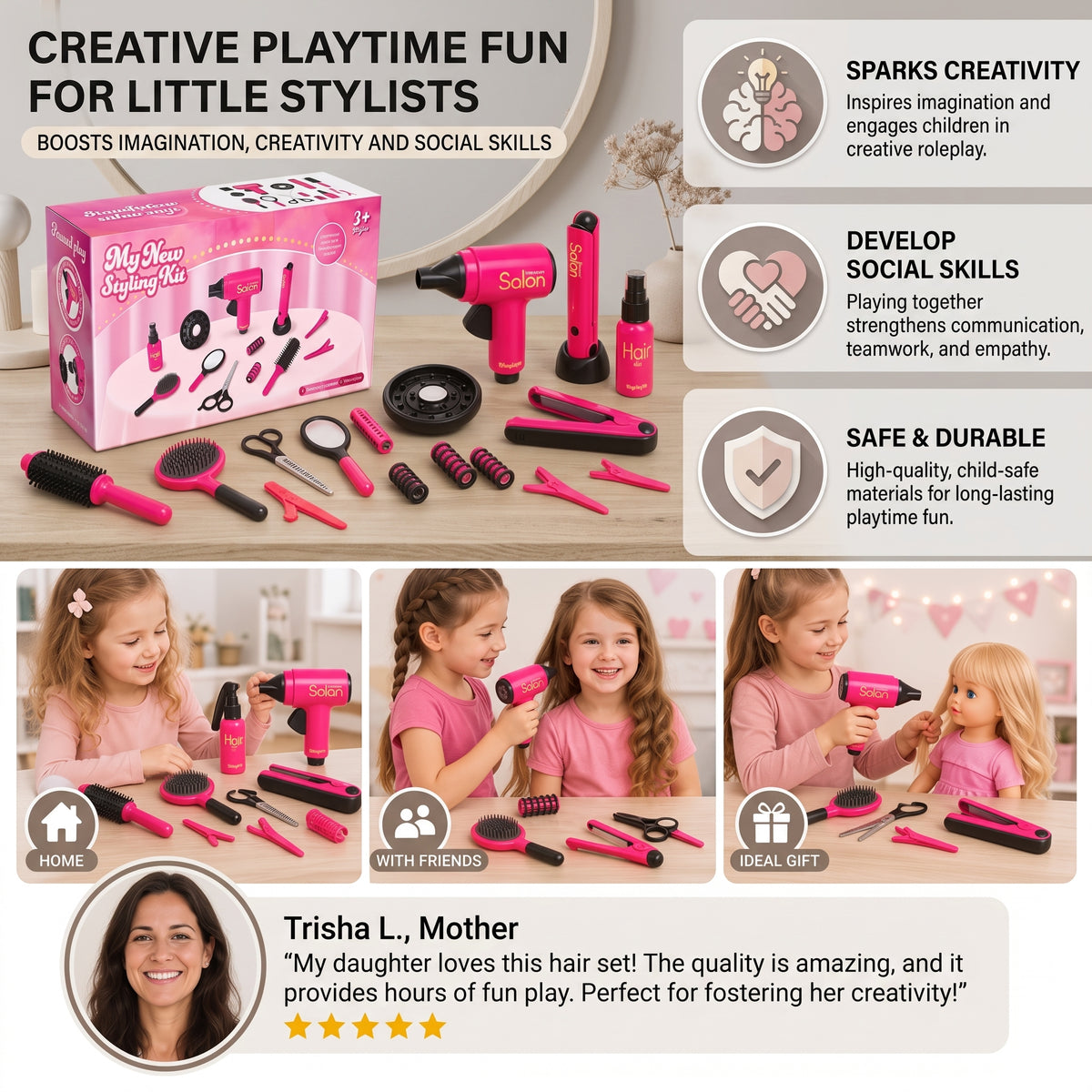 14-Piece Kids Hair Salon Role Play Set