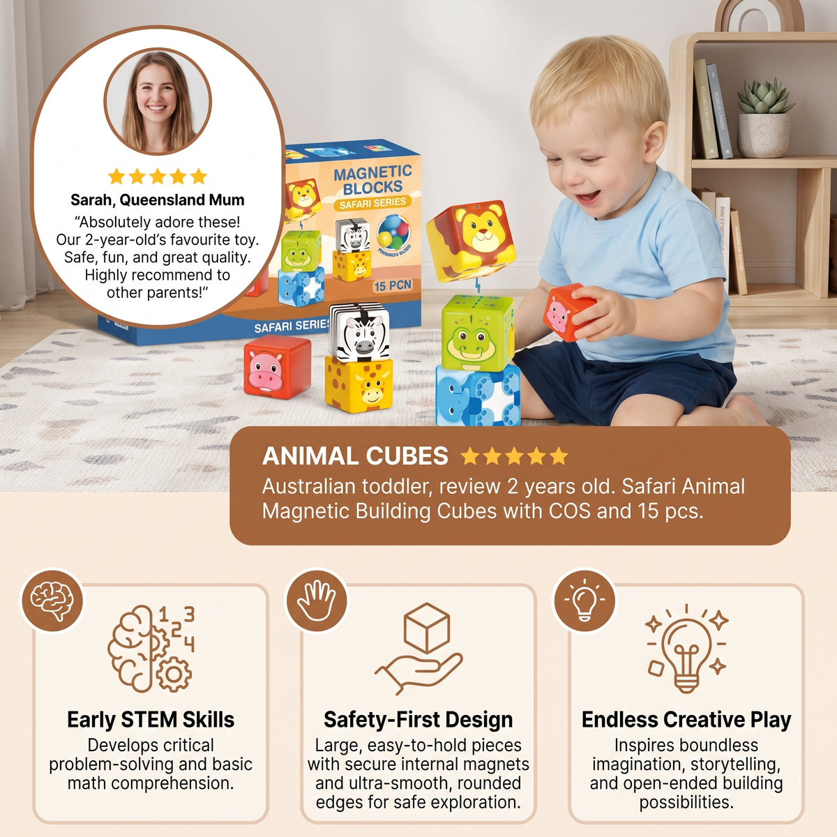 Safari Animal Magnetic Building Cubes