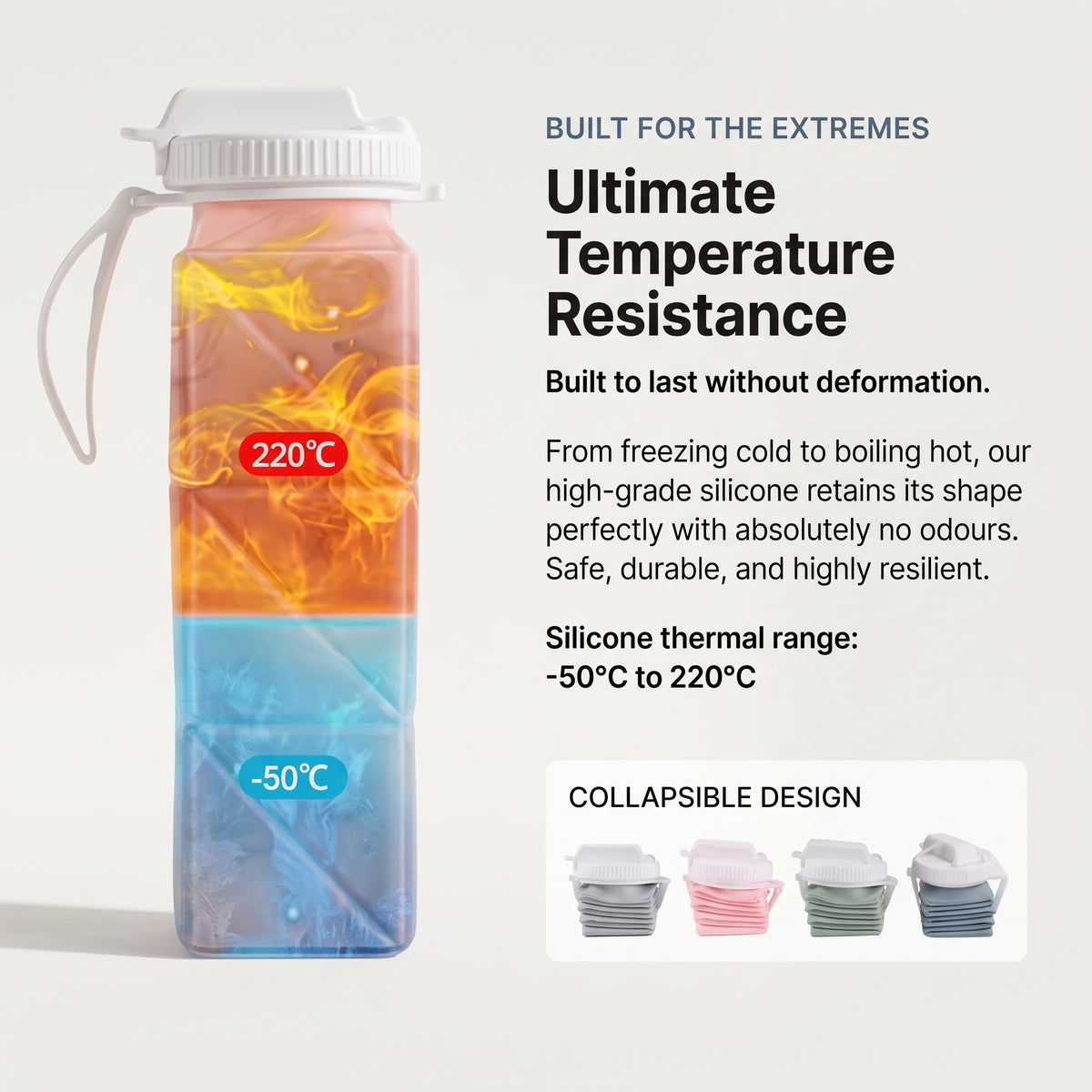 Foldable Silicone Water Bottle – Portable & Reusable Travel Drink Bottle