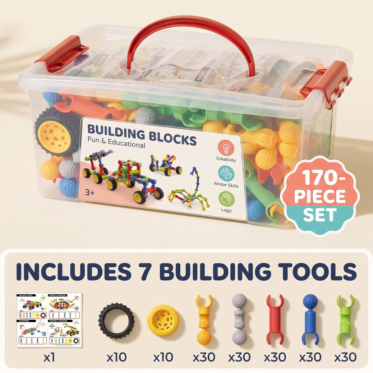 STEM Building Blocks Set for Kids – Creative Construction Toy Kit