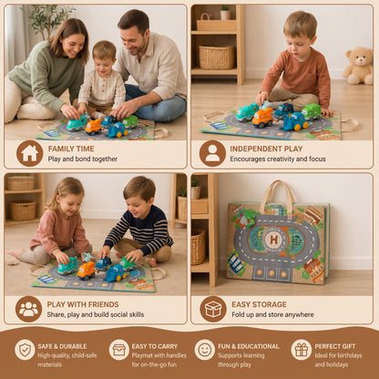 Toddler Toy Cars & Trucks Set with Play Mat and Storage Bag