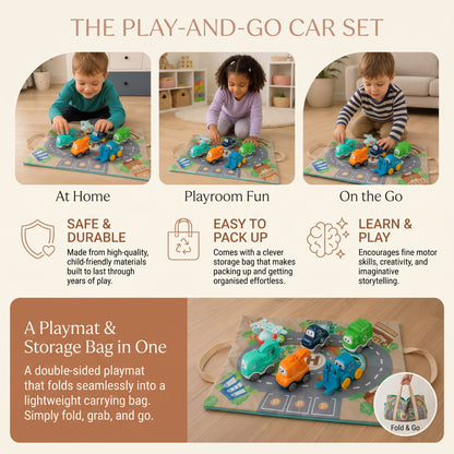 Toddler Toy Cars & Trucks Set with Play Mat and Storage Bag