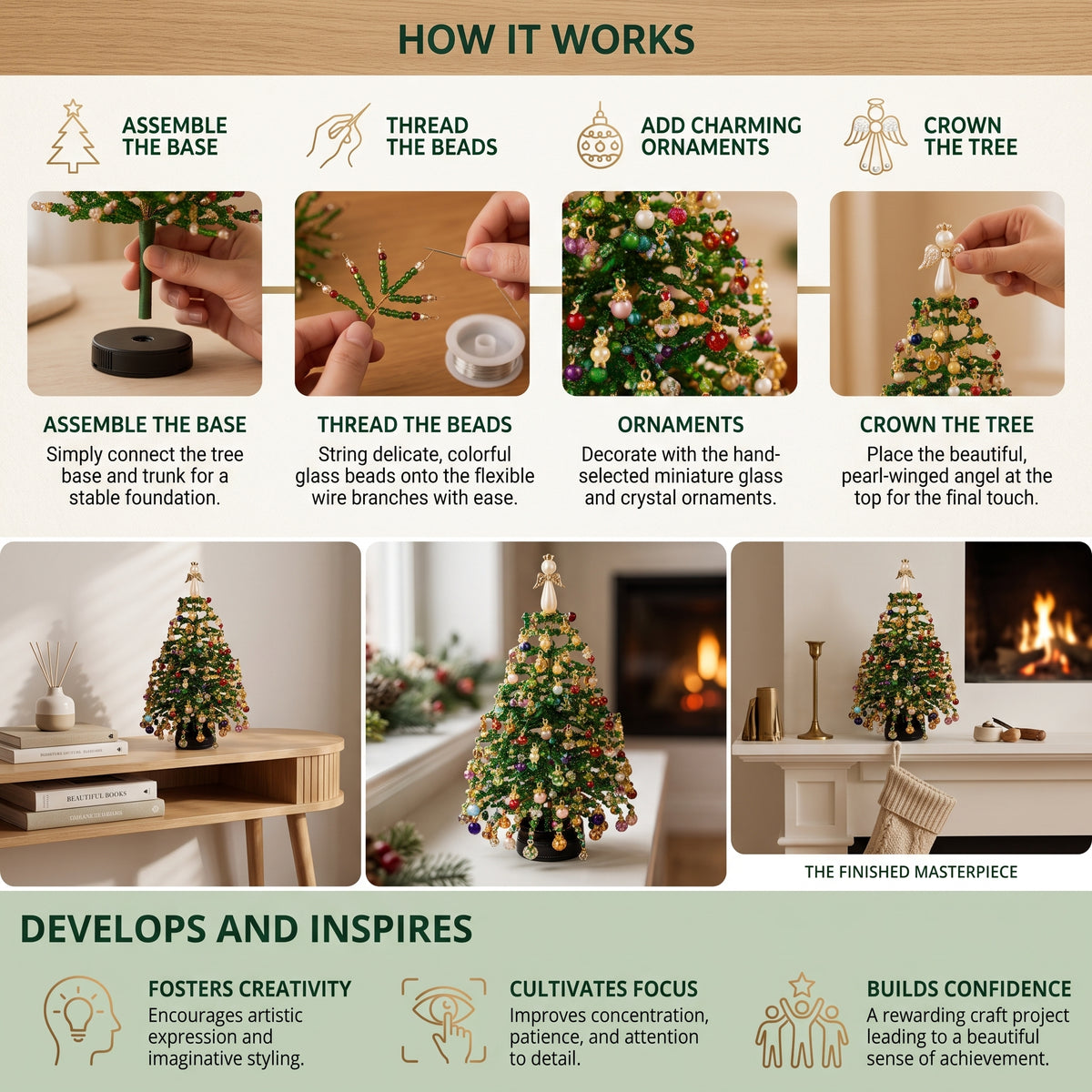 DIY Crystal Beaded Christmas Tree Craft Kit for Kids