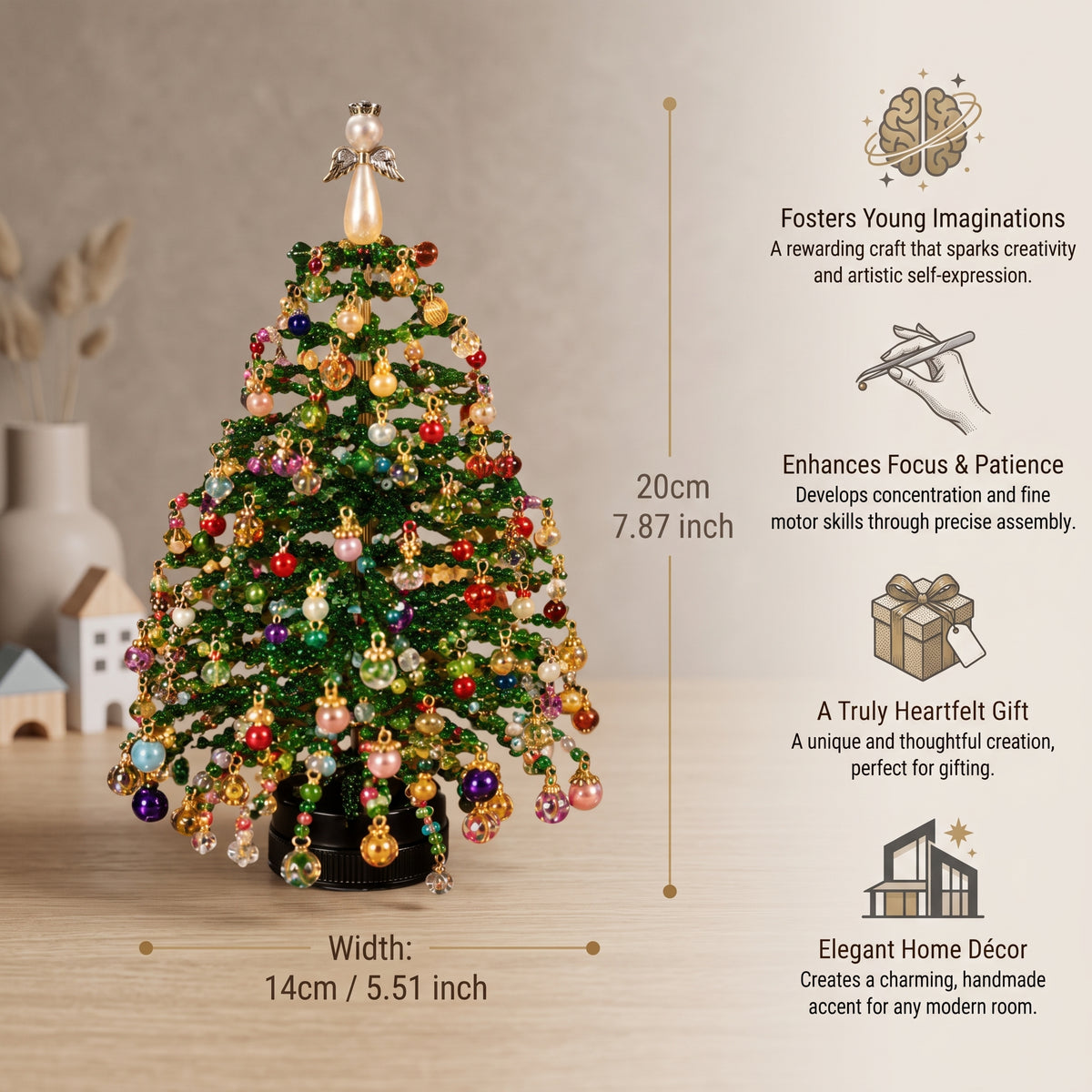 DIY Crystal Beaded Christmas Tree Craft Kit for Kids