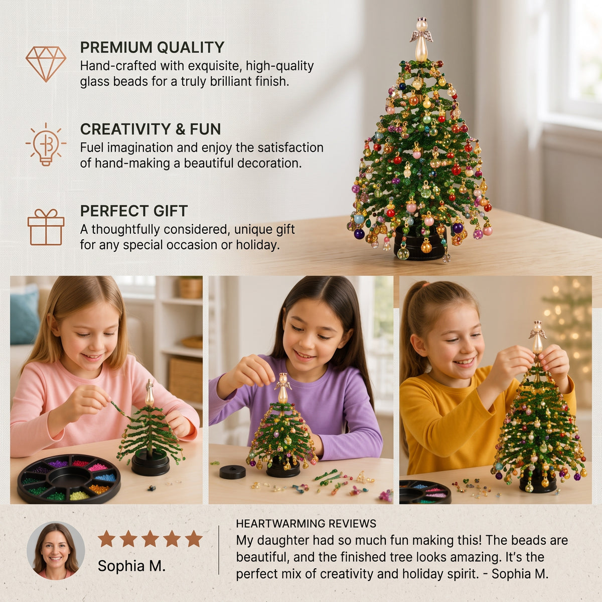 DIY Crystal Beaded Christmas Tree Craft Kit for Kids